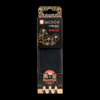 Sakura készlet Pigma Micron Black &amp; Gold Edition 3db + tok