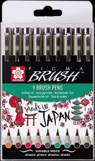 SAKURA Pigma® Brush kreatív tollak - készlet 9 db (SAKURA)