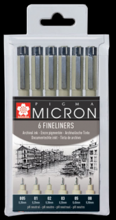 SAKURA Pigma Micron műszaki rajztoll készlet - 6 db
