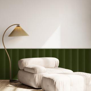 Bársony kárpitozott panel - Téglalap - 60x15cm Khaki zöld