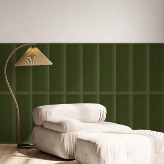 Bársony kárpitozott panel - Téglalap - 90x15cm Khaki zöld