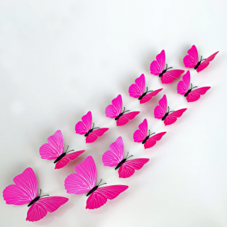 Falmatrica  Műanyag 3D lepkék - rózsaszín  12db 6-12 cm