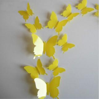 Falmatrica  Műanyag 3D lepkék - Sárga  12db 5-10 cm