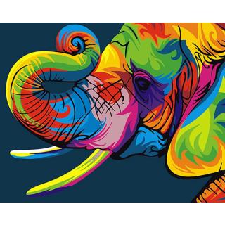 Festés számok szerint kép kerettel  Színes elefánt  40x50 cm