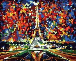 Festés számok szerint kép kerettel  Színes Párizs  40x50 cm