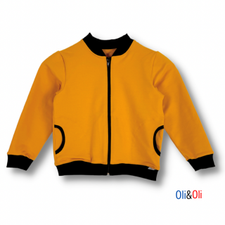 Gyermek cipzáras kapucnis pulcsi - Mustár színű 110