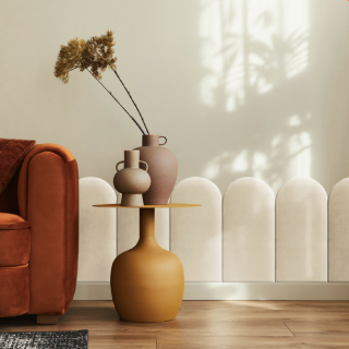 Kárpitozott panel - Íves - 30x60cm Krémes fehér