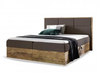 Barna-tölgy WOOD 2 boxspring ágy ágyneműtartóval és matraccal Méret: 140x200