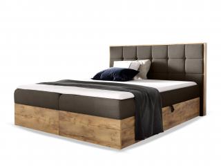 Barna WOOD 1 boxspring ágy ágyneműtartóval és matraccal Méret: 140x200