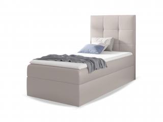 Bézs MINI 2 egyszemélyes kárpitozott boxspring ágy 90x200 Felnyitás: Jobbos