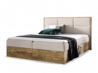 Bézs-tölgy WOOD 2 boxspring ágy ágyneműtartóval és matraccal Méret: 140x200