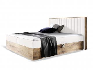 Fehér WOOD 4 ágyneműtartós boxspring ágy matraccal Méret: 160x200