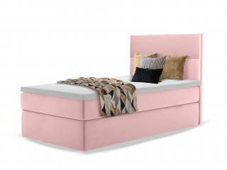 Rózsaszín MINI 1 kárpitozott boxspring ágy ágyneműtartóval 90x200 Felnyitás: Balos