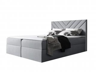 Szürke kárpitozott TOP 6 boxspring ágy fedőmatraccal és ágyneműtartóval Méret: 140x200