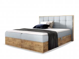 Szürke WOOD 1 boxspring ágy ágyneműtartóval és matraccal Méret: 140x200