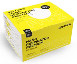 Cseh nano légzőkészülékek Rehabiq Premium FFP2 12 órás hatással, 25 db