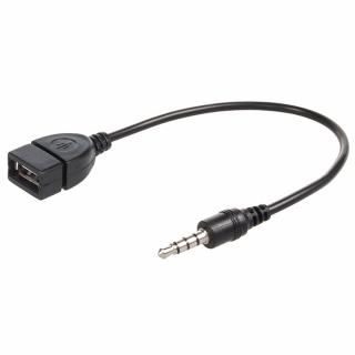 Adapter 3.5mm male autó aux audio jack csatlakozó USB női kábel átalakító 0,2m