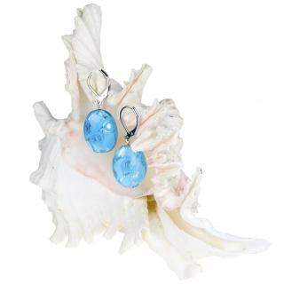 Blue Lace fülbevaló színezüst díszítésű Lampglas gyöngyökből