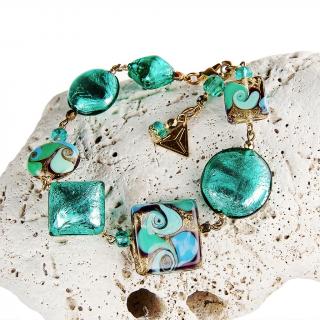 Emerald Princess karkötő 24 karátos arany és színezüst díszítésű Lampglas gyöngyökkel