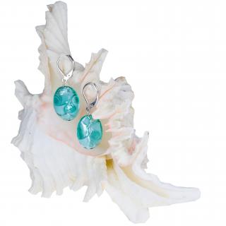 Eredeti Turquoise Lace fülbevaló színezüst díszítésű Lampglas gyöngyökből