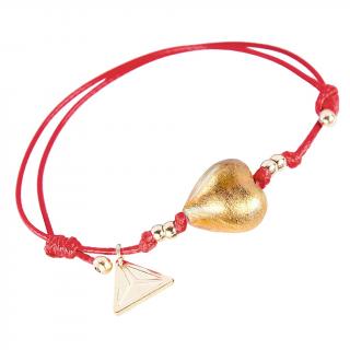 Golden Heart-Red  karkötő  24 karátos arannyal a Lampglas gyöngyben Fém alkatrészek speciális kezelése: aranyozott