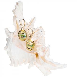 Green Alchemy fülbevalók 24 karátos arany díszítésű Lampglas gyöngyökből