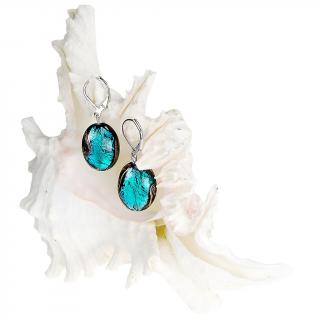 Női Deep Sea fülbevalók színezüst díszítésű Lampglas gyöngyökből