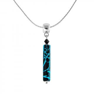 Ragyogó Turquoise Shards nyaklánc színezüst díszítésű Lampglas gyönggyel