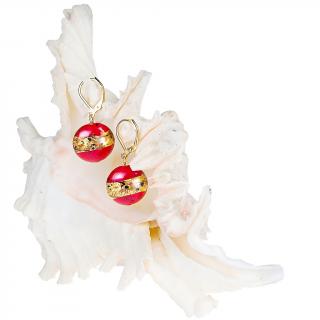 Red Desire fülbevalók 24 karátos arany díszítésű Lampglas gyöngyökben