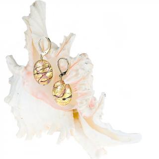 Romantic Roots lógós fülbevalók 24 karátos arany díszítésű Lampglas gyöngyökből