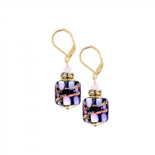 Sakura Cubes  fülbevalók 24 karátos arannyal a Lampglas gyöngyben