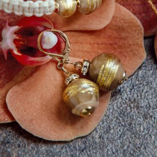 Toffee Treasure fülbevaló 24 karátos arannyal a Lampglas gyöngyökben