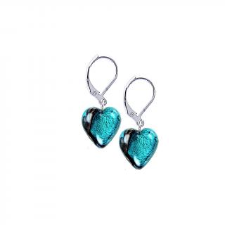 Turquoise Heart fülbevaló tiszta ezüstöt tartalmazó Lamglas gyönggyel