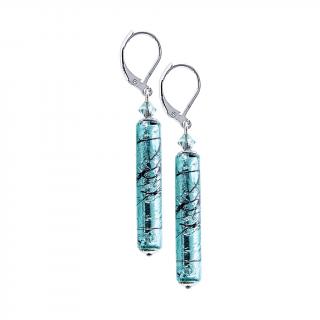 Turquoise Love fülbevaló színezüst díszítéssel Lampglas gyöngyökben