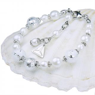 White Lace karkötő színezüst díszítésű Lampglas gyöngyökkel