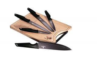 Berlinger Haus BH-2709 Black Silver Collection 6 részes késkészlet bambusz vágódeszkával