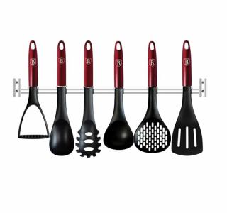 Berlinger Haus BH-6325 Burgundy 7 részes konyhai eszközkészlet fali tartóval