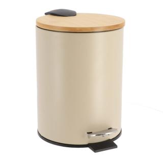Tendance 6508165 Pedálos szemetes bambusz tetővel 2,5 l, bézs