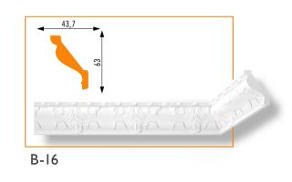 B-16 mintás polisztirol díszléc 63x43 mm