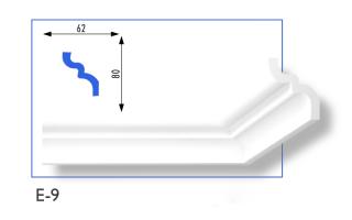 E-09 polisztirol díszléc 62x80 mm