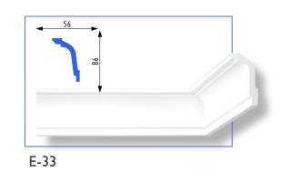 E-33 polisztirol díszléc 56x86 mm