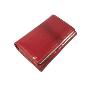 Piros színű bőr lakkozott krokodilmintás kisméretű pénztárca 450-A