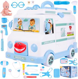 Ambulance Car nyitható baba mentőautó tartozékokkal