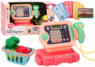 Calculator Cashier gyerek pénztárgép szkennerrel - rózsaszín