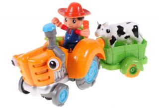 Cartoon Tractor narancssárga vidám traktor fényekkel és hangokkal a legkisebbek számára