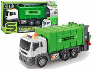 City Truck 1:16 kukásautó gyerekeknek fényekkel és hangokkal - zöld