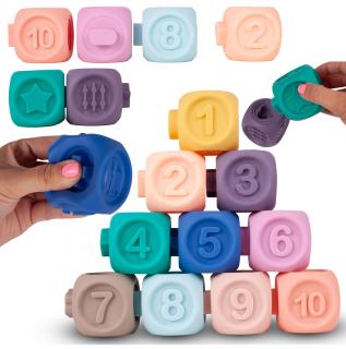 Color Building Blocks szenzoros kockák a legkisebbek számára 10 darab