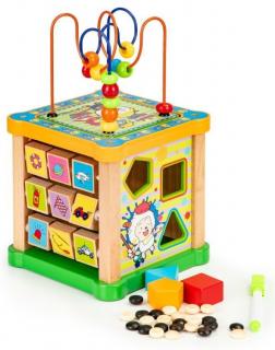 Ecotoys Game Cube 5v1 fa oktatási kocka labirintussal
