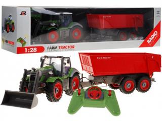 Farmer Távirányítós traktor vörös pótkocsival 1:28