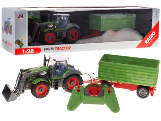 Farmer Távirányítós traktor zöld pótkocsival 1:28